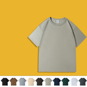 AG 300g Pure Cotton T-Shirt, Heavyweight American Retro, Thick Knit, Plus Size, Short Sleeve, National Trend, Loose Drop Shoulder, Solid Color Short Sleeve